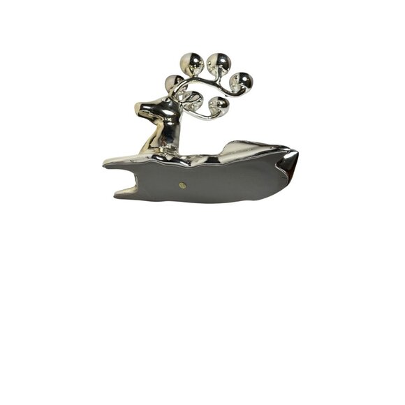 Crate and Barrel Christmas Reindeer Set 6 Round Candle Holder Silver Color Home - Picture 5 of 9